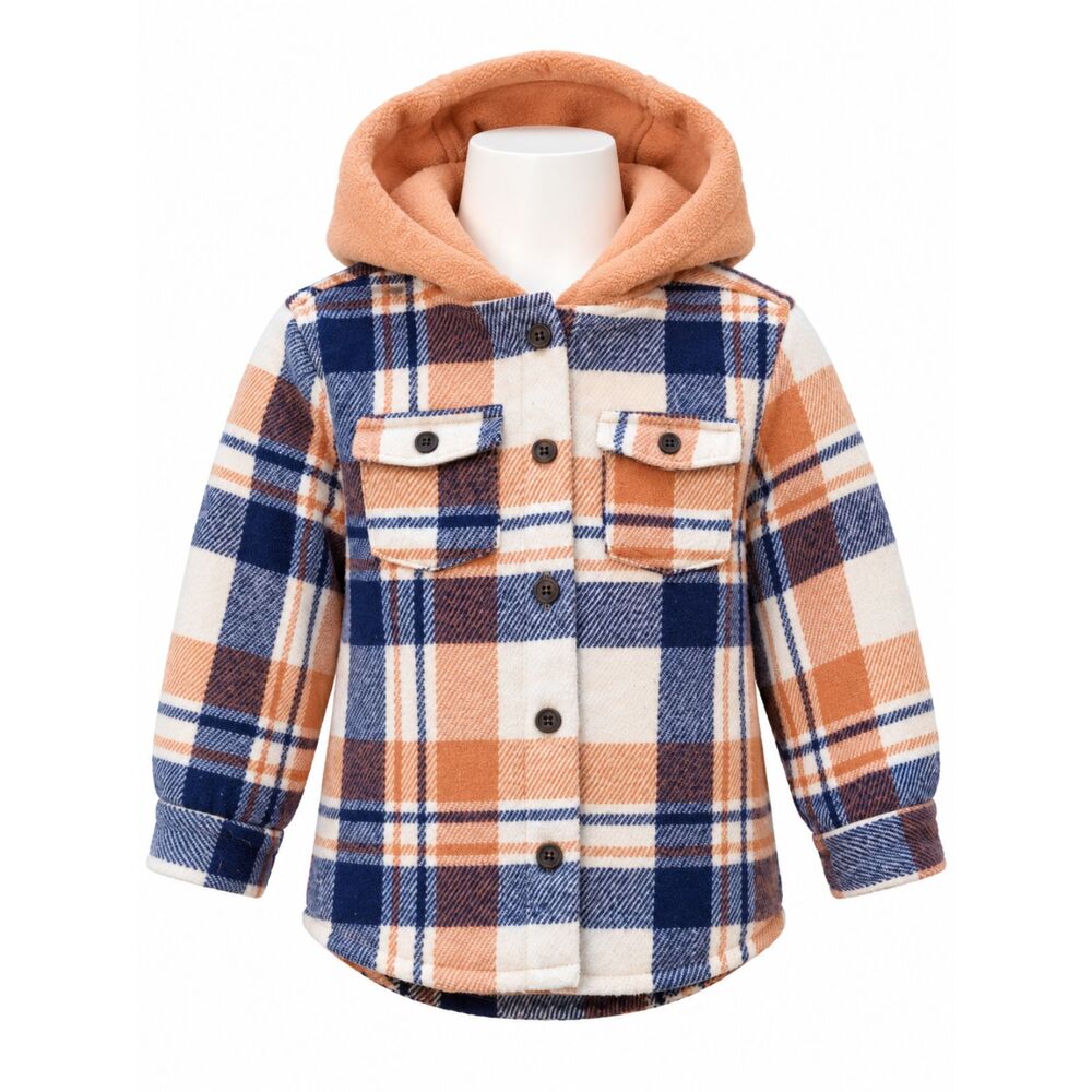 Cat & Jack Toddler Boys 2T Hooded Plaid Fleece Lined Shacket Jacket